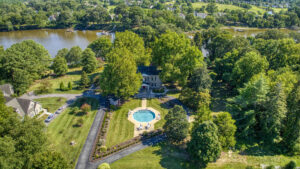 Aerial of Magnolia Manor property with pool